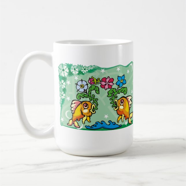 Taza De Café Pisos florales Pescado con flores (Izquierda)