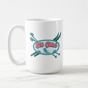 Taza De Café Pistas De Las Montañas De Esquí De Chick