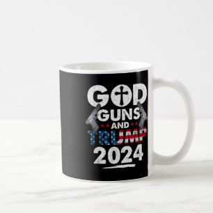 Taza De Café Pistolas De Dios Y Bandera Estadounidense De Trump