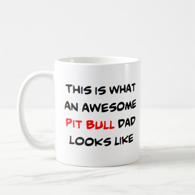 Taza De Café pit bull dad dad, genial (Izquierda)