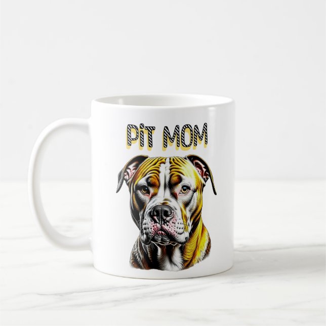 Taza De Café Pit Bull Mamá | Amante de los Perros  (Izquierda)