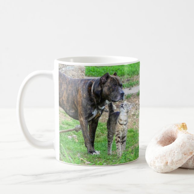 Taza De Café Pit Bull y Cat (Con donut)