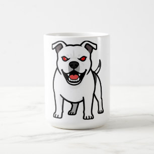 Taza De Café Pitbull Blanco Ojos Rojos Perro De Dibujos Animado
