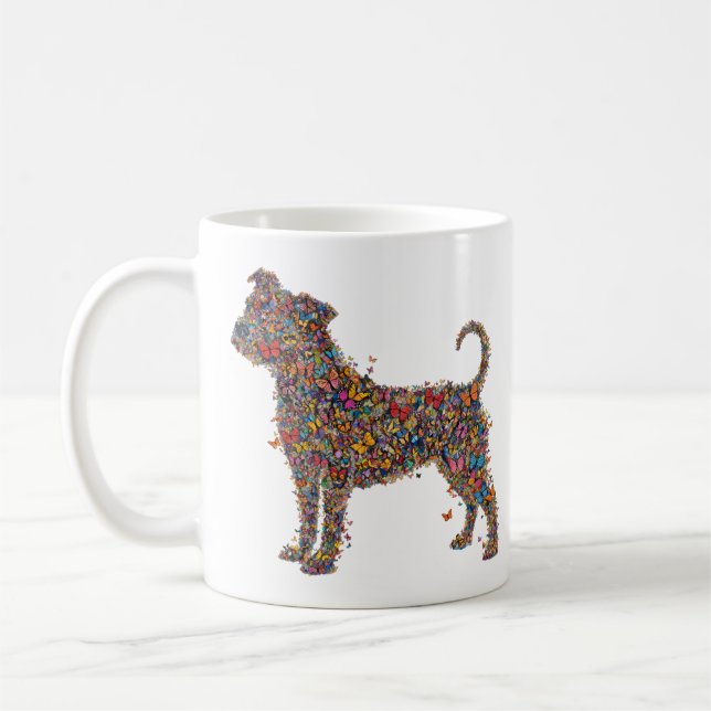Taza De Café Pitbull Butterfly Silhouette Art | Bully Dog Lover (Izquierda)