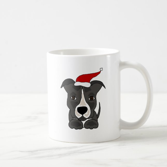 Taza De Café Pitbull gris divertido en arte del navidad del (Derecha)