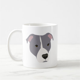 Taza De Café Pitbull gris y blanco