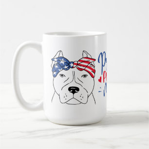 Taza De Café Pitbull Mamá Bandera Patriótica Americana Pit Bull