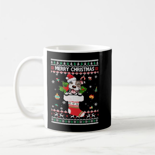 Taza De Café Pitbull Merry Pitmas Navidades Iluminan Para Pitbu (Izquierda)
