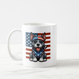 Taza De Café Pitbull Patriótico Bandera Americana 4 de Julio Ba