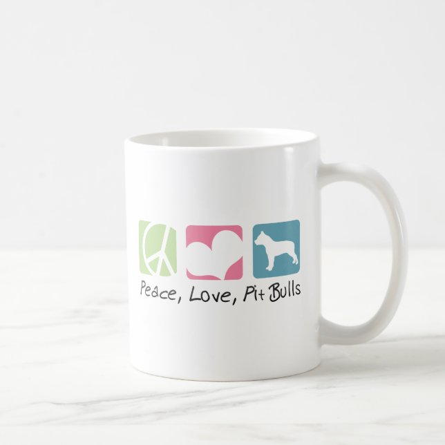 Taza De Café Pitbulls del amor de la paz (Derecha)