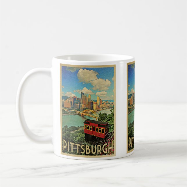 Taza De Café Pittsburgh Pennsylvania Vintage Travel (Izquierda)