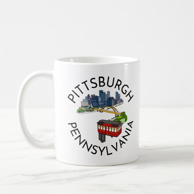 Taza De Café Pittsburgh Steel City Skyline Incline Pennsylvania (Izquierda)