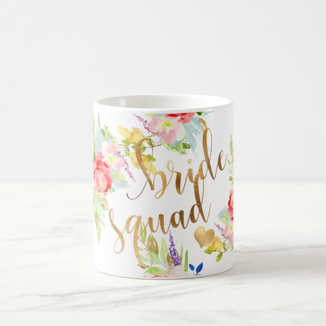 Taza De Café PixDezines Acuarela Floral|Bride Squad (Centro)