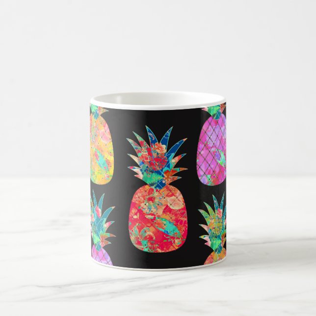 Taza De Café PixDezines Aloha Pineapple+acuarela floral (Centro)