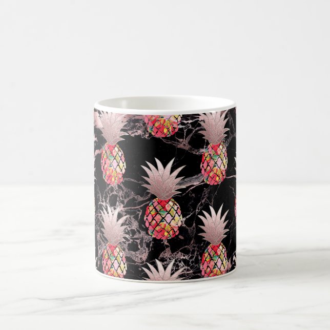 Taza De Café PixDezines Aloha Pineapple+Faux Rosa Gold (Centro)