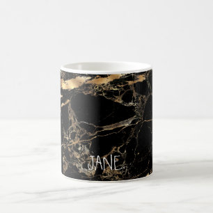 Taza De Café PixDezines BLACK MARBLE FAUX GOLD VEINS