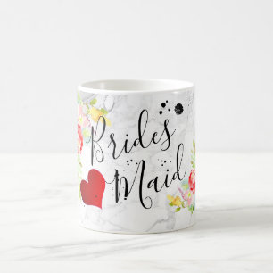 Taza De Café PixDezines Bridesmaid/acuarela floral