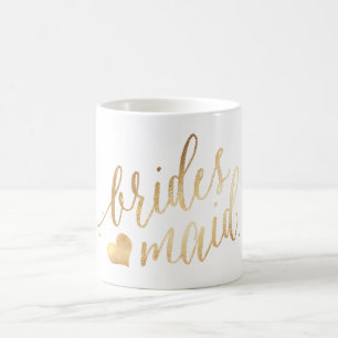 Taza De Café PixDezines Bridesmaid/Faux Gold/Modern Script