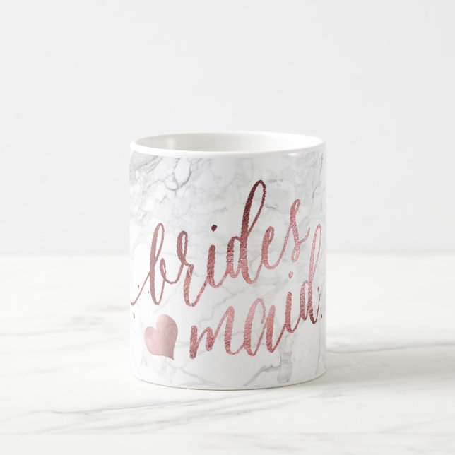 Taza De Café PixDezines Bridesmaid/Faux Rosa Gold/Modern Script (Centro)
