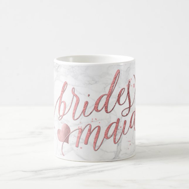 Taza De Café PixDezines Bridesmaid/Faux Rosa Gold/Modern Script (Centro)
