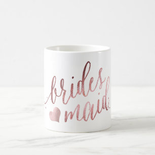 Taza De Café PixDezines Bridesmaid/Faux Rosa Gold/Modern Script