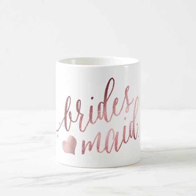 Taza De Café PixDezines Bridesmaid/Faux Rosa Gold/Modern Script (Centro)