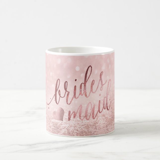 Taza De Café PixDezines Bridesmaid/Faux Rosa Oro/guión moderno (Centro)