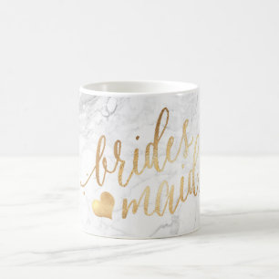 Taza De Café PixDezines Bridesmaid Marble Faux Gold Script