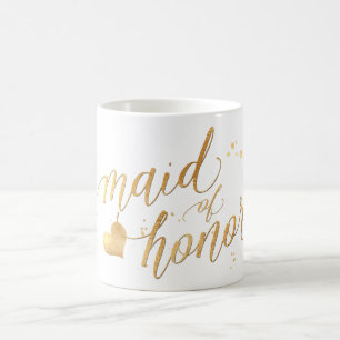 Taza De Café PixDezines doncella de honor/Faux Gold/Modern Scri