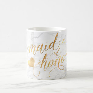 Taza De Café PixDezines doncella de honor/mármol+Faux Gold/Scri