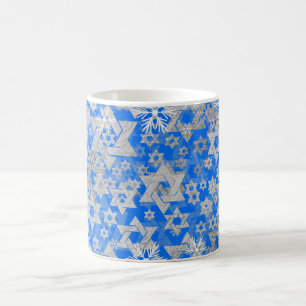 Taza De Café PixDezines Estrella de David Faux Silve DIY Antece