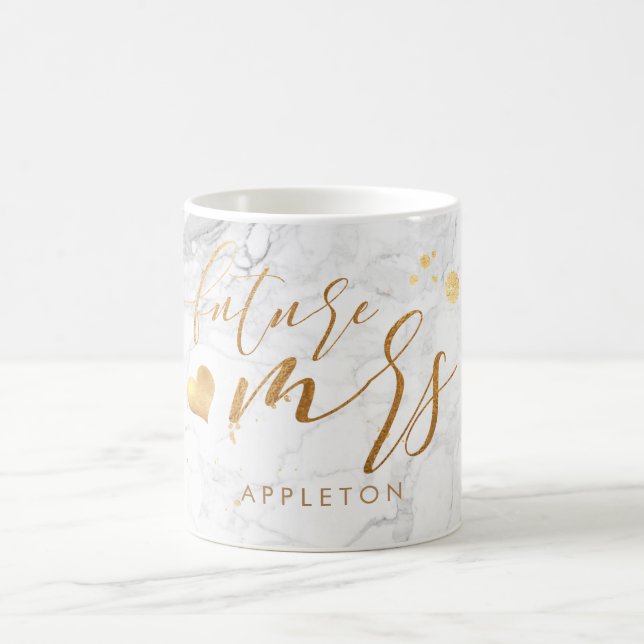 Taza De Café PixDezines Futuro Sra./Faux Gold/Modern Script (Centro)