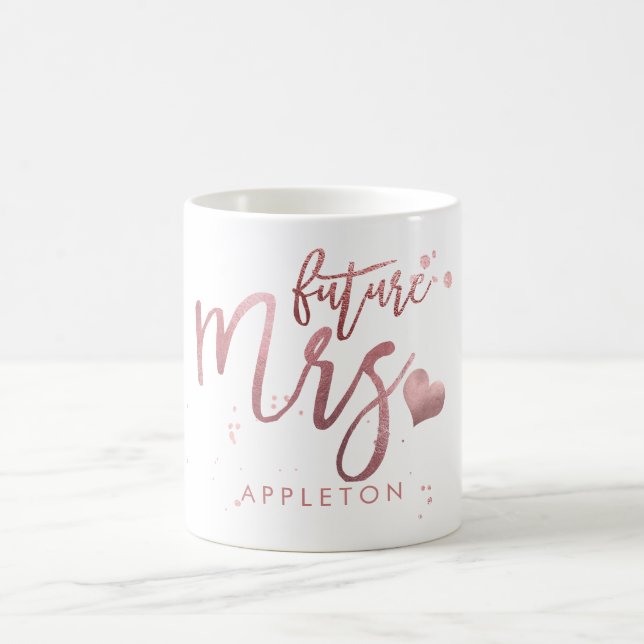 Taza De Café PixDezines Futuro Sra/Faux Rosa Gold/Modern Script (Centro)