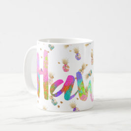 Taza De Café PixDezines Hawaii Lava Arcoiris Aloha Pineapples