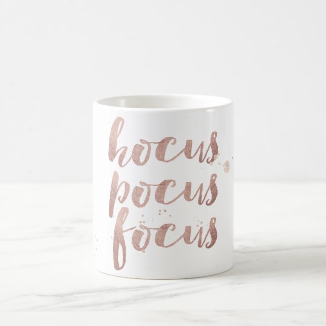 Taza De Café PixDezines Hocus/Pocus/Focus/Faux Rosa Dorado (Centro)