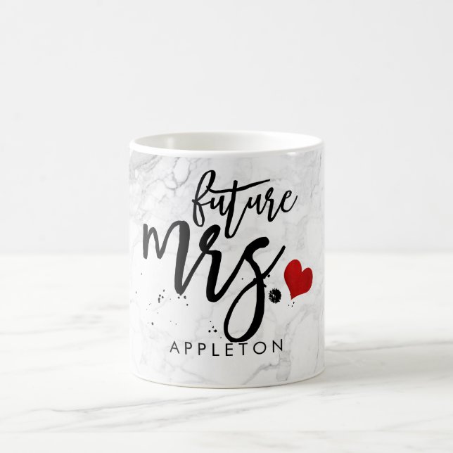 Taza De Café PixDezines Marble Future Mrs Modern Brush Script (Centro)