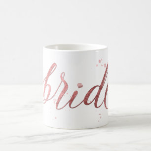 Taza De Café PixDezines Novia/Falso Oro Rosa/Escritura Moderna