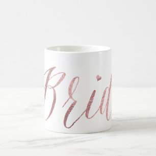 Taza De Café PixDezines Novia/Falso oro rosa/Letra moderna