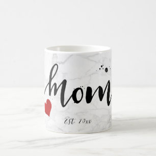 Taza De Café PixDezines NUEVA MAMÁ Mármol+Letra Moderna