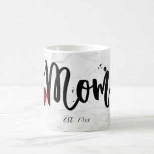 Taza De Café PixDezines NUEVA MAMÁ Mármol+Letra Moderna