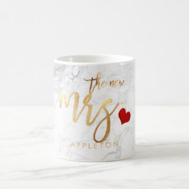 Taza De Café PixDezines Nueva Sra. Modern/Faux Gold Script/Marb