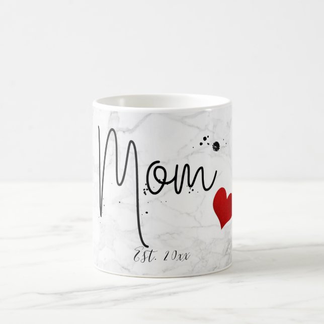 Taza De Café PixDezines NUEVO MADRE Mármol + guión moderno (Centro)