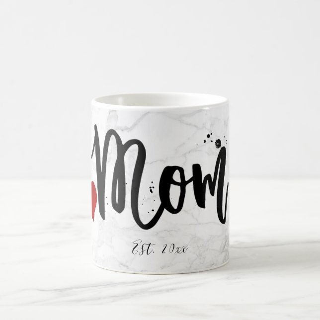 Taza De Café PixDezines NUEVO MADRE Mármol + guión moderno (Centro)