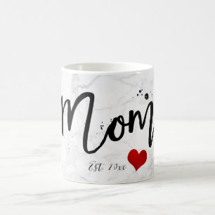 Taza De Café PixDezines NUEVO MADRE Mármol + guión moderno