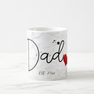 Taza De Café PixDezines PAPÁ NUEVO Mármol+Letra Moderna
