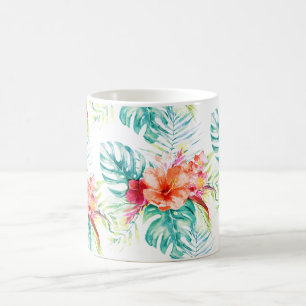 Taza De Café PixDezines Paraíso Tropical Floral Follaje