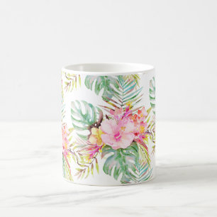 Taza De Café PixDezines Paraíso Tropical Floral Follaje