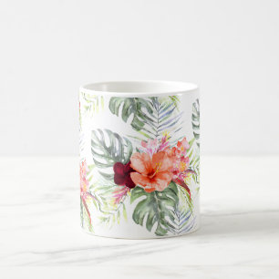 Taza De Café PixDezines Paraíso Tropical Follaje Floral
