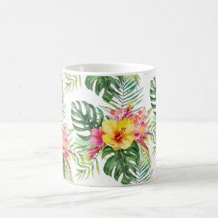 Taza De Café PixDezines Paraíso Tropical Follaje Floral