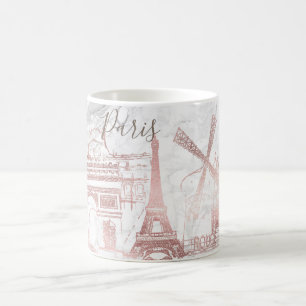 Taza De Café PixDezines PARIS en FAUX ORO ROSA+MÁRMOL